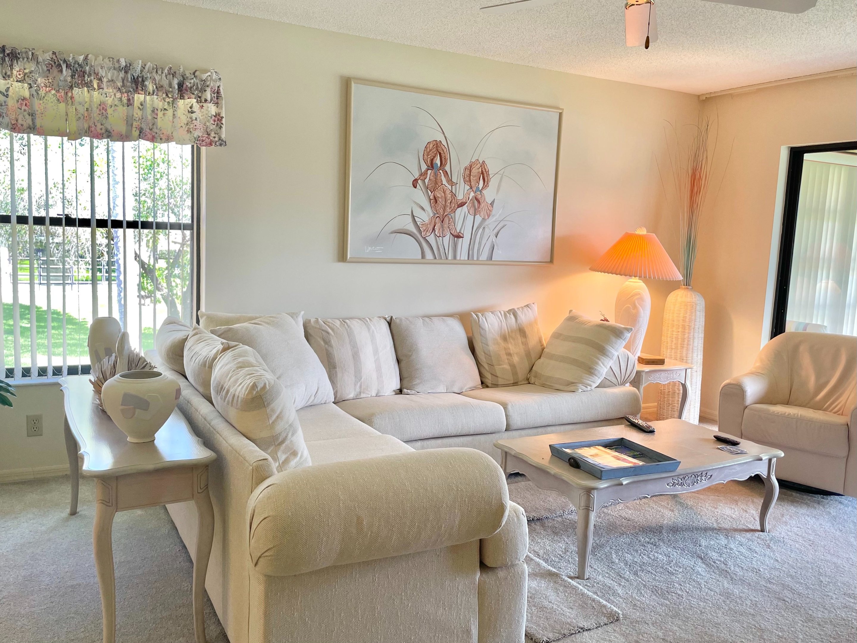Warm cream living room interior repaint on the Treasure Coast